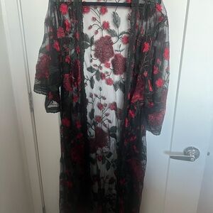 Lularoe Red/Black lace size Large Duster